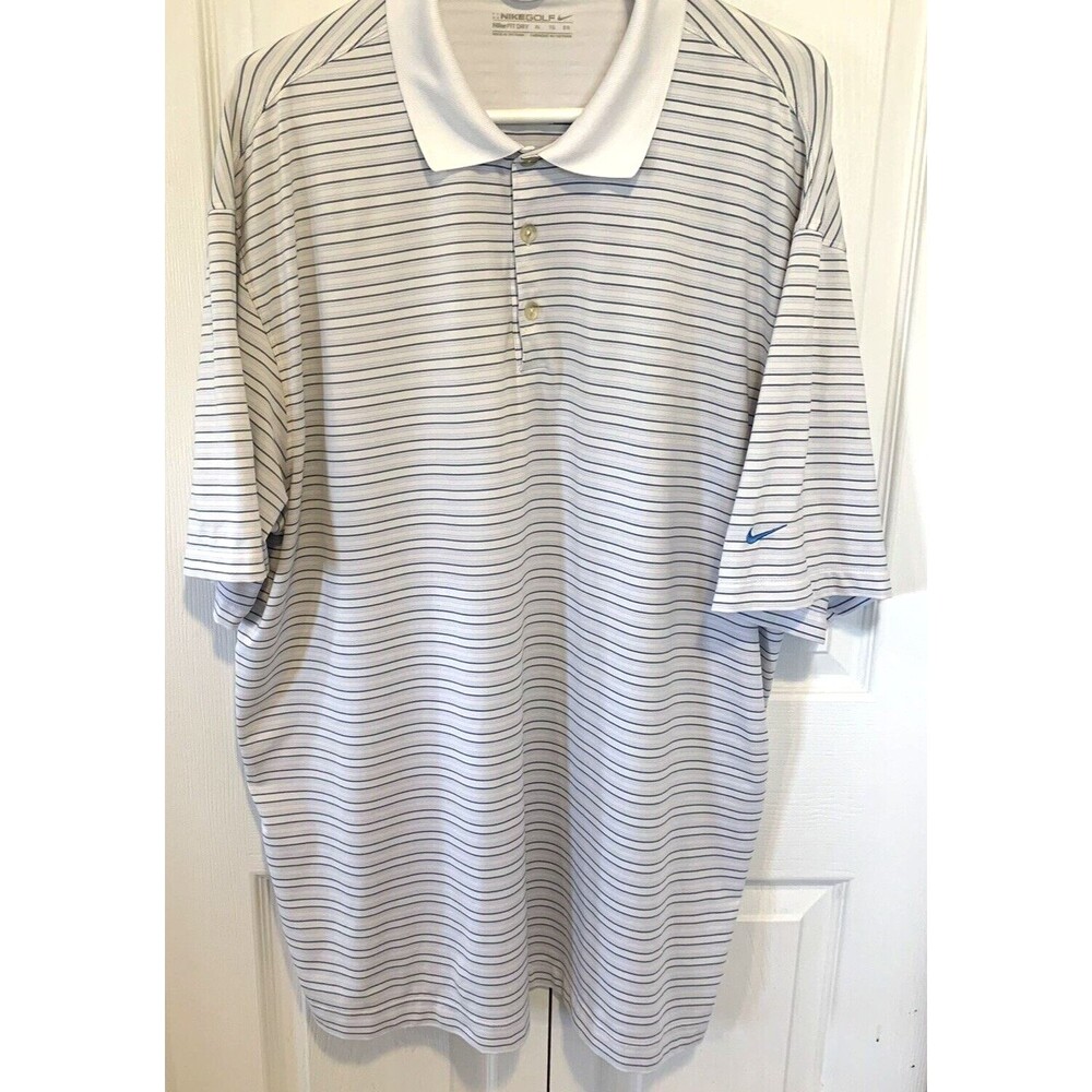 Nike Golf Dri-Fit Standard-Fit Golf Polo Mens  XL Blue Striped Dadcore